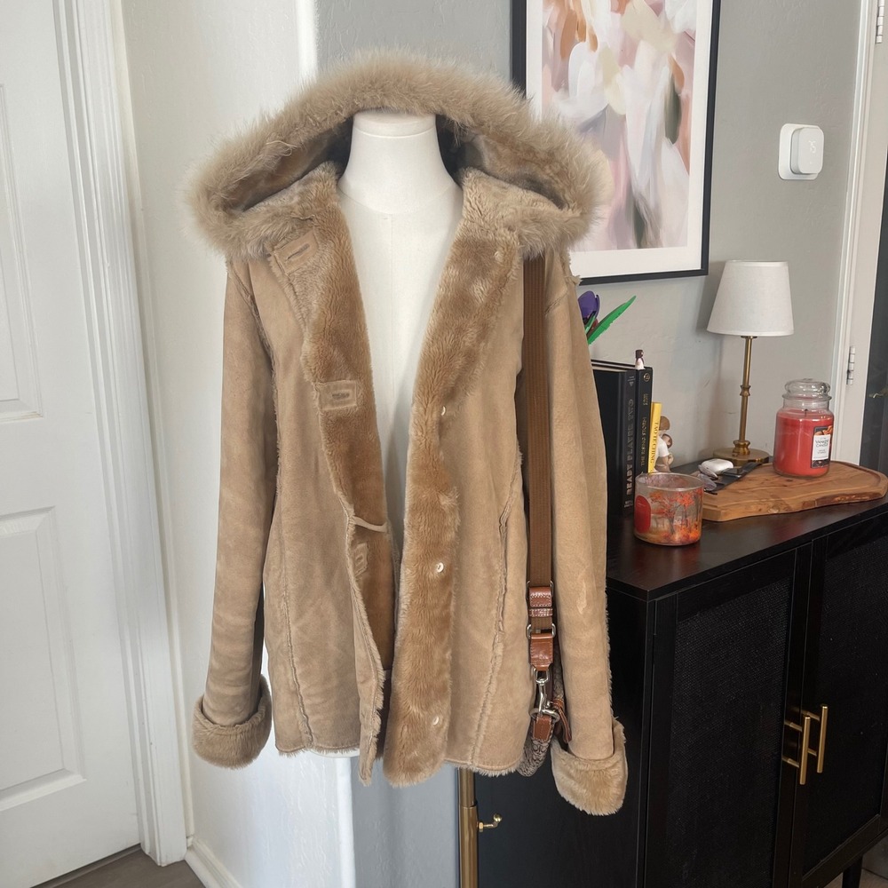 Insane Vintage Y2K Genuine Leather Real Fur Trim Bratz Doll Shearling Coat